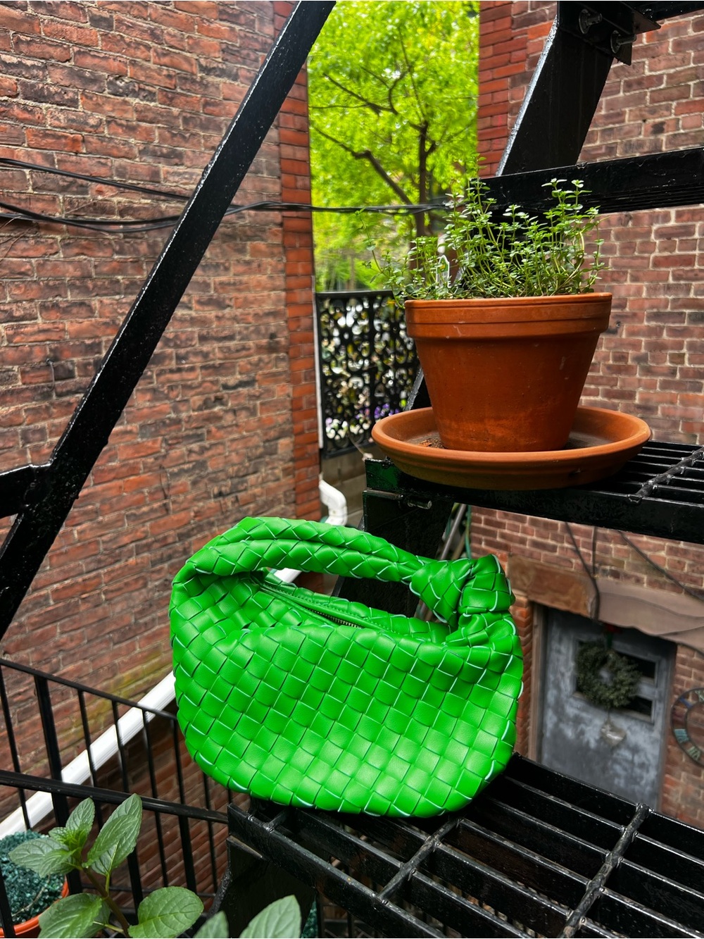 Green Woven Handbag